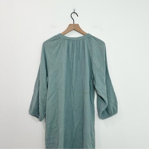 Nation LTD Nala Peasant Dress Dusty Blue Long Sleeve Cotton Dress Size Small - Picture 3 of 7